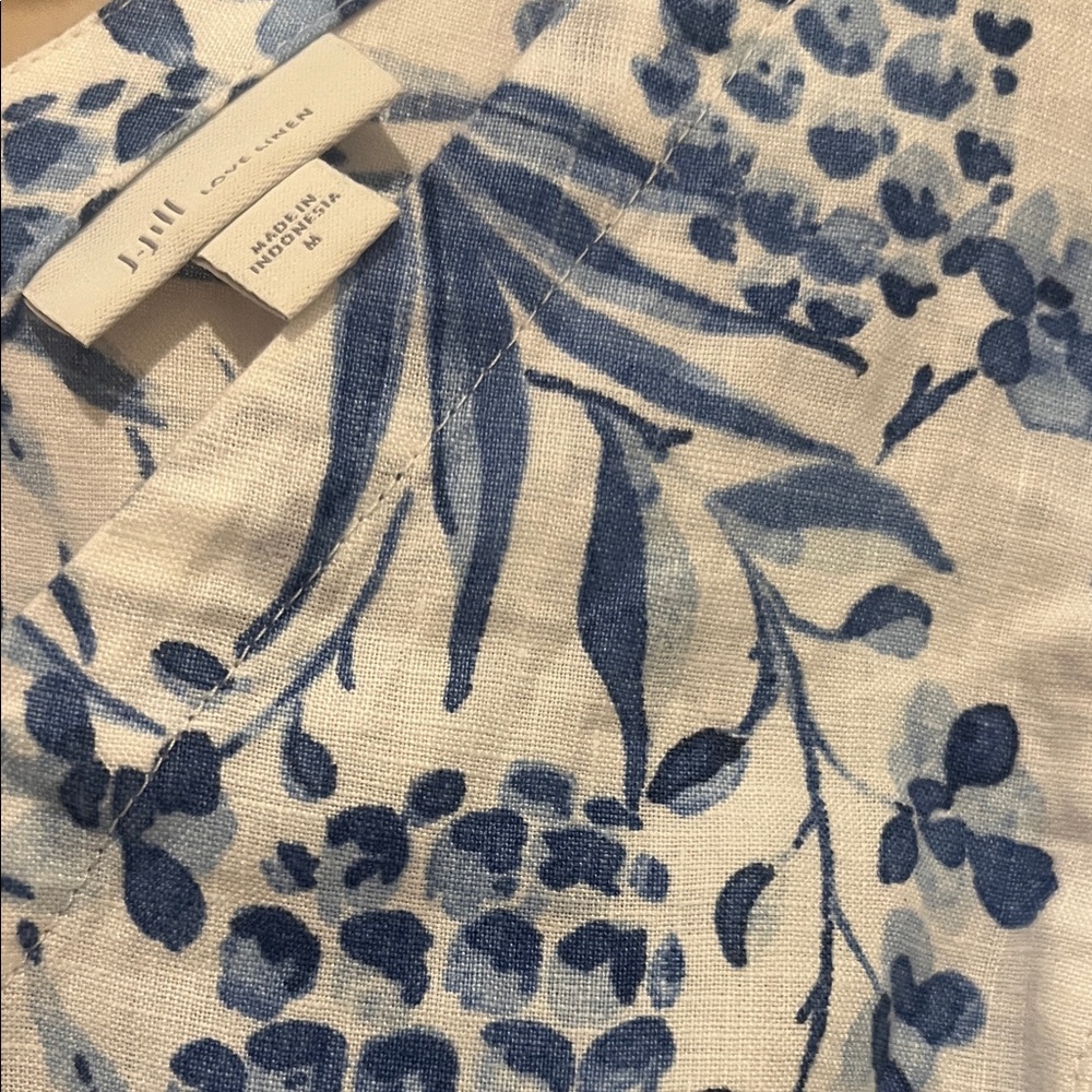J Jill love linen Blue and White Floral Sleeveless Dress - Picture 2 of 4